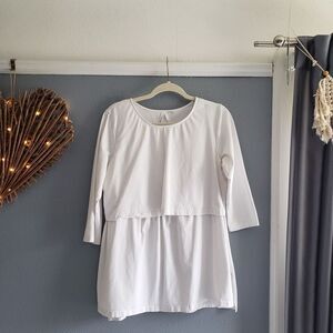 Seraphine 3/4 Length Sleeve Peasant Nursing Top, Large, White